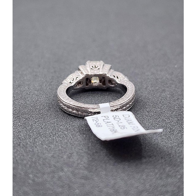 White 1.25 Ct Emerald Cut Diamond Ring Size 4.5 For Sale - Image 8 of 10