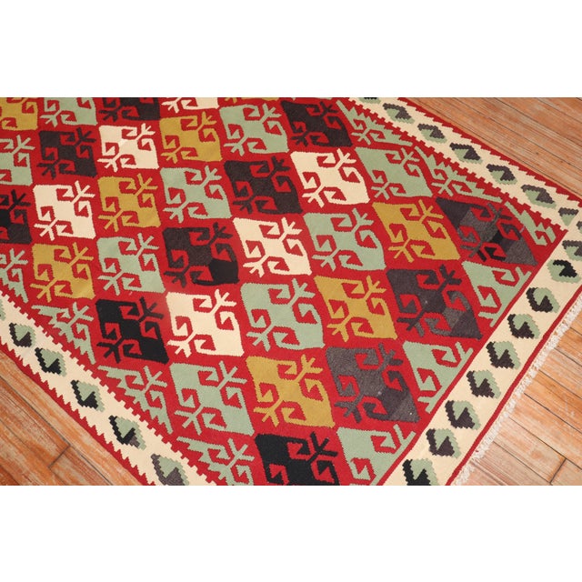 Mid-Century Geometirc Turkish Kilim - 3'6" x 5'5" For Sale In New York - Image 6 of 7