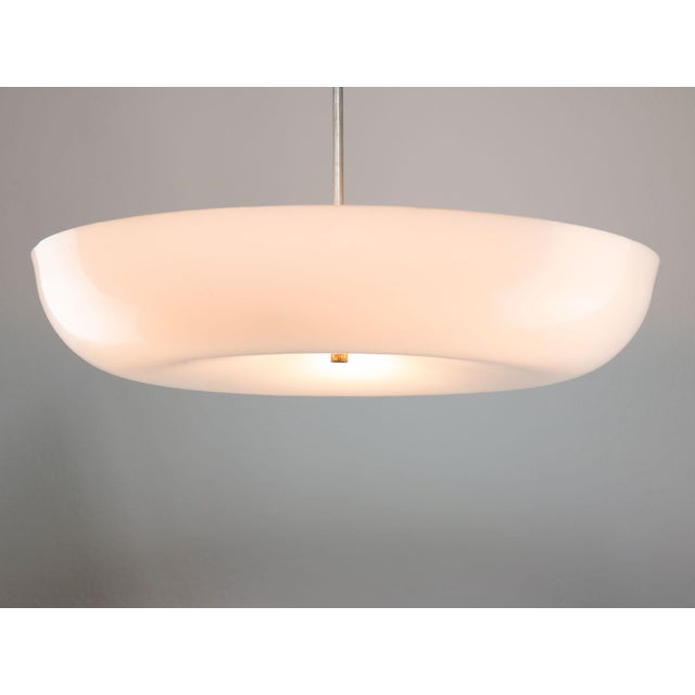Space Age Italian Acrylic Glass and Brass Pendant Light, 1970s For Sale - Image 3 of 18