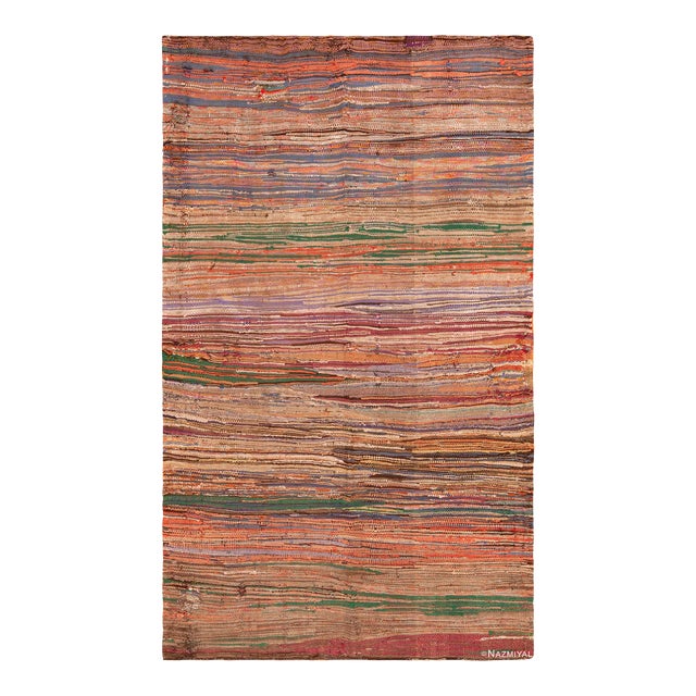 Nazmiyal Collection Rust Vintage Moroccan Tribal Flatwoven Rug For Sale