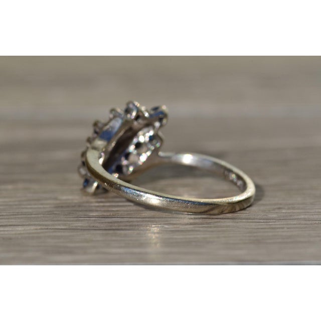 1940s The Roscoe: Ladies White Gold Bypass Style Cocktail Ring set with Diamonds and Sapphires For Sale - Image 5 of 10