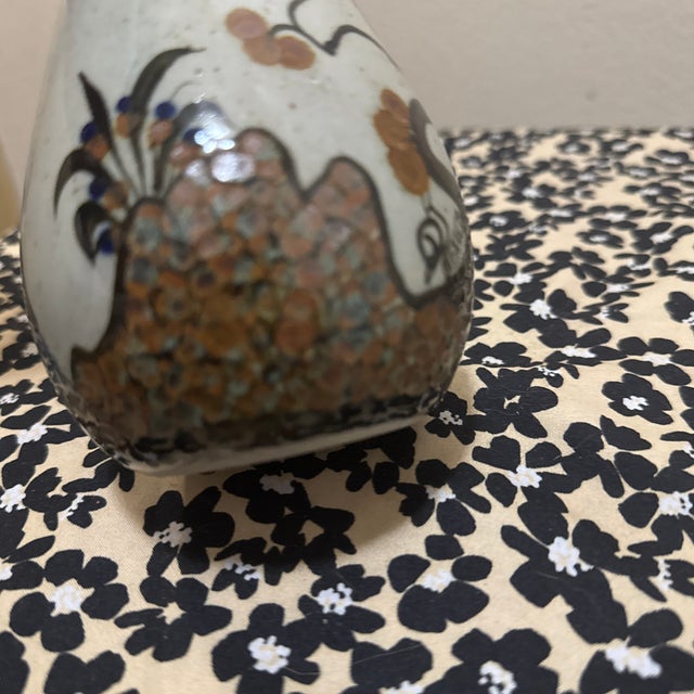 1980s Mexican Pottery Bud Vase Blue Bird For Sale - Image 9 of 10