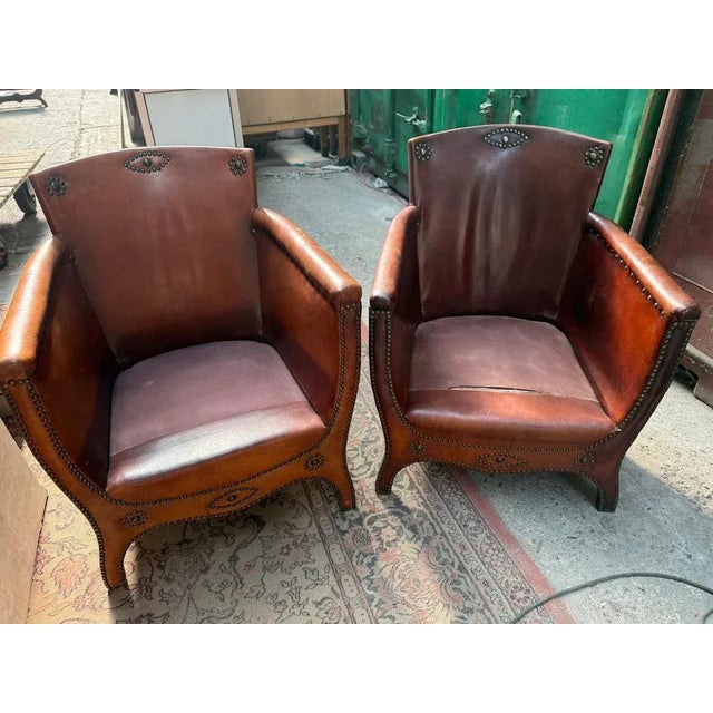 Animal Skin Lounge Chairs and Ottoman attributed to Otto Schultz for Boet AB, Sweden, 1930s, Set of 3 For Sale - Image 7 of 18