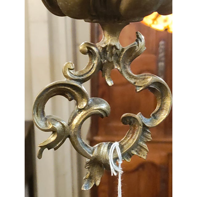 Metal 1880s French Bronze and Cobalt Opaline Chandelier – Var Region, Provence For Sale - Image 7 of 9