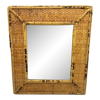 Vintage Tortoriseshell Bamboo and Rattan Mirror For Sale