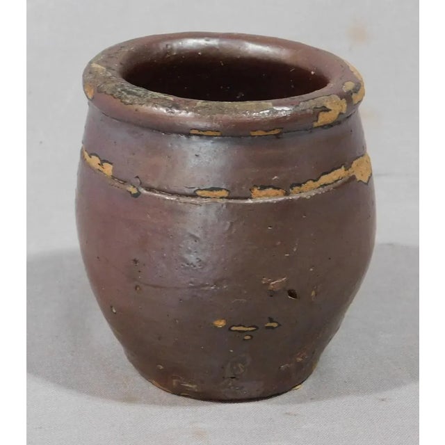 American 18th Century American Brown Glaze Condiment Jar For Sale - Image 3 of 5