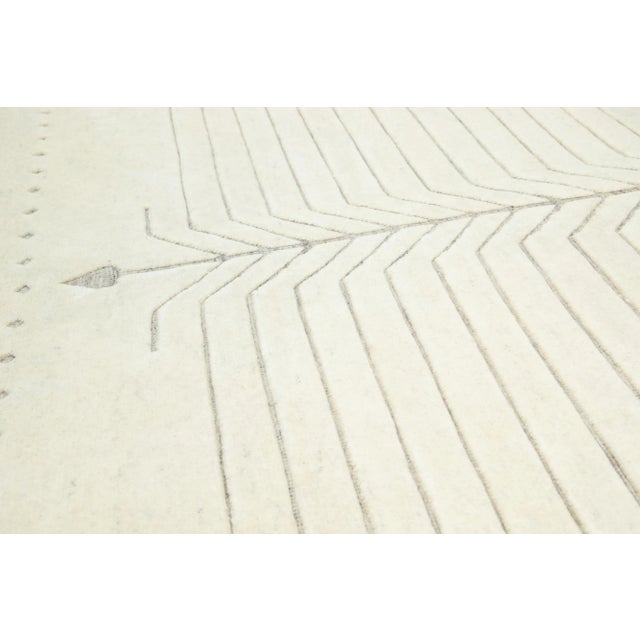 Modern Ivory Moroccan Style Wool Rug With Minimalist Design in Ivory For Sale - Image 9 of 12