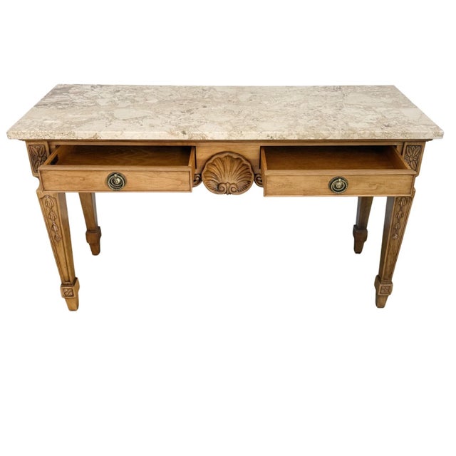 Hollywood Regency Late 20th Century Century Furniture Neoclassical Marble Top Console Table Made in Italy For Sale - Image 3 of 15
