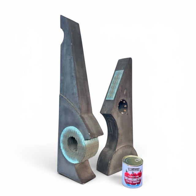 A two piece set of brutalist style artisan ceramic sculptures that can be arranged in numerous configurations both...