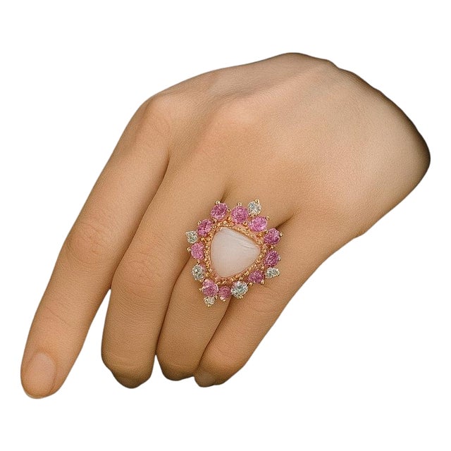 Late 20th Century Bochic "Orient" Vintage Diamond, Tanzanite & Sapphire Ring Set 18K Gold & Silver, Size 12 For Sale