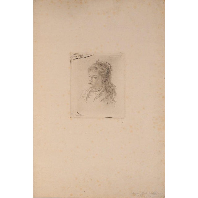 Paul Adolphe RAJON (1843-1888) Female portrait Original etching on laid paper Signature in the plate lower right 47.4 x 33...