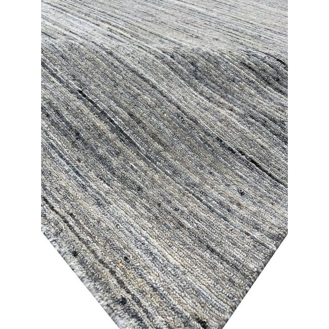 Textile 8x10 Ivory Hand-Knotted Wool Subtle Linear Texture Geometric Modern Carpet Rug For Sale - Image 7 of 8