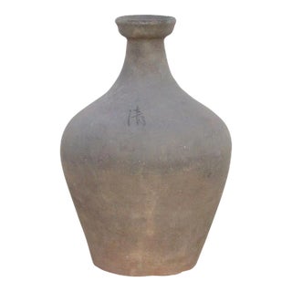 Oxidized Gray Terracotta Amphora Vase For Sale