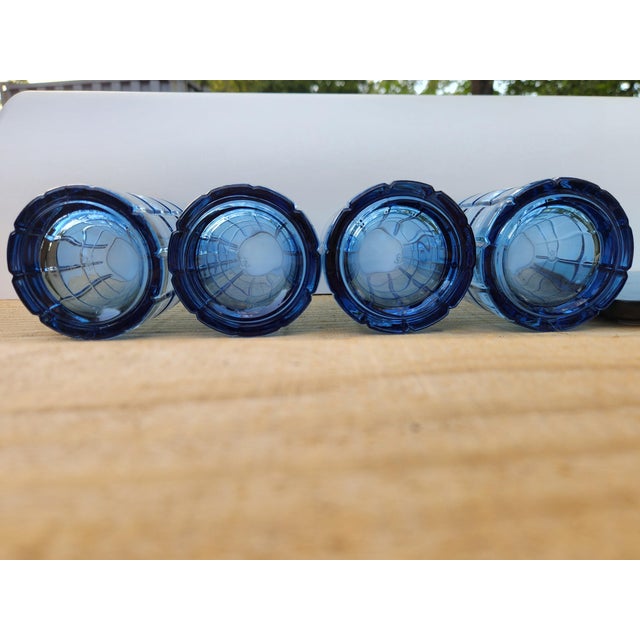 Vintage Mid-Century Modern Anchor Hocking "Tartan Blueberry" Flat Iced Tea Glasses - Set of 4 For Sale - Image 12 of 15