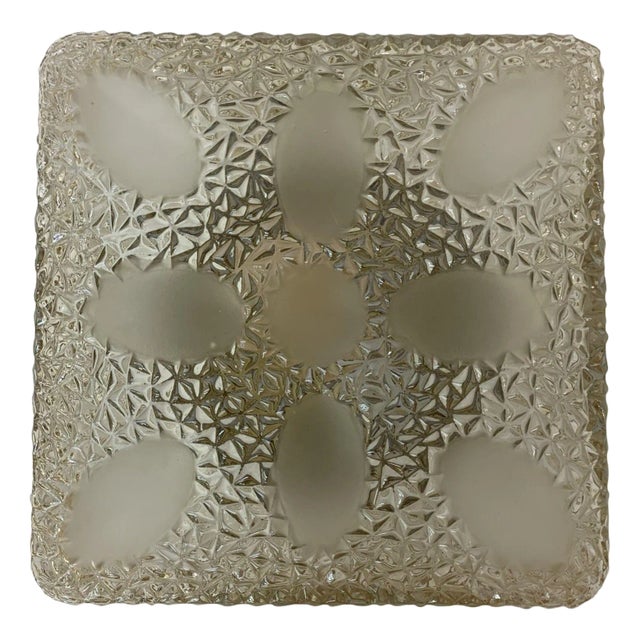 Mid-Century Glass Ceiling / Wall Lamp, 1970s For Sale