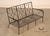 High Quality Vintage Wrought Iron Outdoor Bench or Sofa with Repeating Heart-Form Scrollwork Backrest and Ivy Motif...