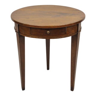 19th Century Antique Italian Biedermeier Country Provincial Cherry 1 Drawer Round Side Table For Sale