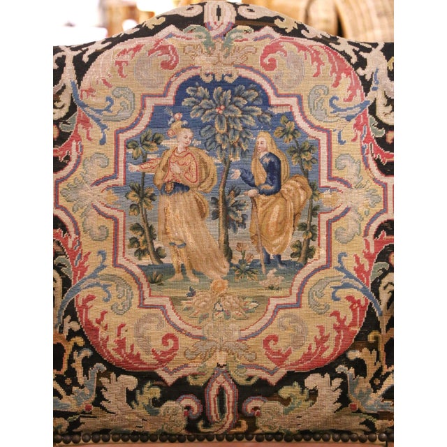 Pair of 19th Century French Louis XV Armchairs With Needlepoint Upholstery For Sale - Image 4 of 12