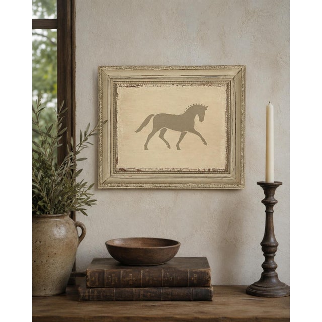 Contemporary original artwork; artist unknown. Original equestrian artwork created in acrylic on canvas board. The...