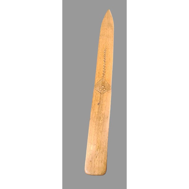Antique Hand Carved Wood German Folk Art Letter Opener For Sale - Image 6 of 8
