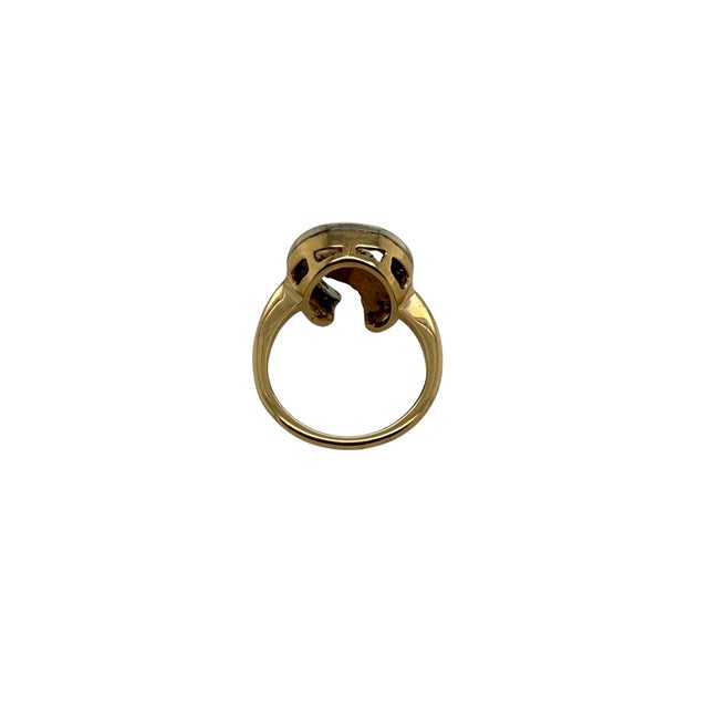 1950s Vintage 14k Gold and Diamond Horseshoe Ring With Horse Head, Circa 1950 For Sale - Image 5 of 5