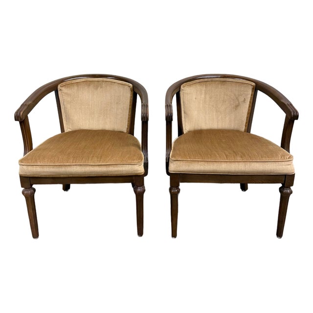 Vintage Shelby Williams Barrel Back Lounge Chairs Tub Chairs Armchairs - Pair For Sale