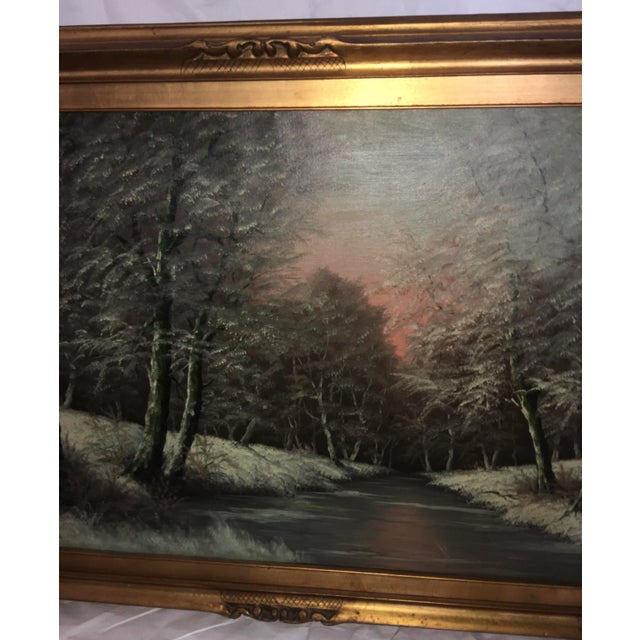 Rustic Early 20th Century Winter Landscape Oil Painting by Ira Remsen, Framed For Sale - Image 3 of 13