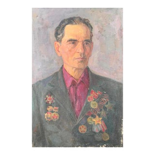 1980s Oil Portrait Painting, Ukrainian Artist, Artist Sokolovsky 1983 78-52 For Sale