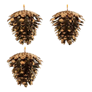 Vintage Oversized Copper Pine Cone Christmas Ornaments - Set of 3