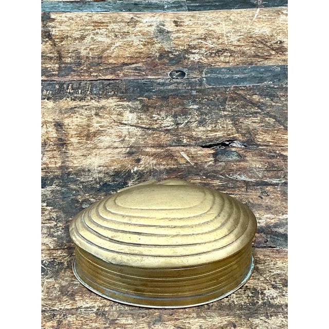 Vintage Clamshell Brass Trinket Box For Sale In West Palm - Image 6 of 12