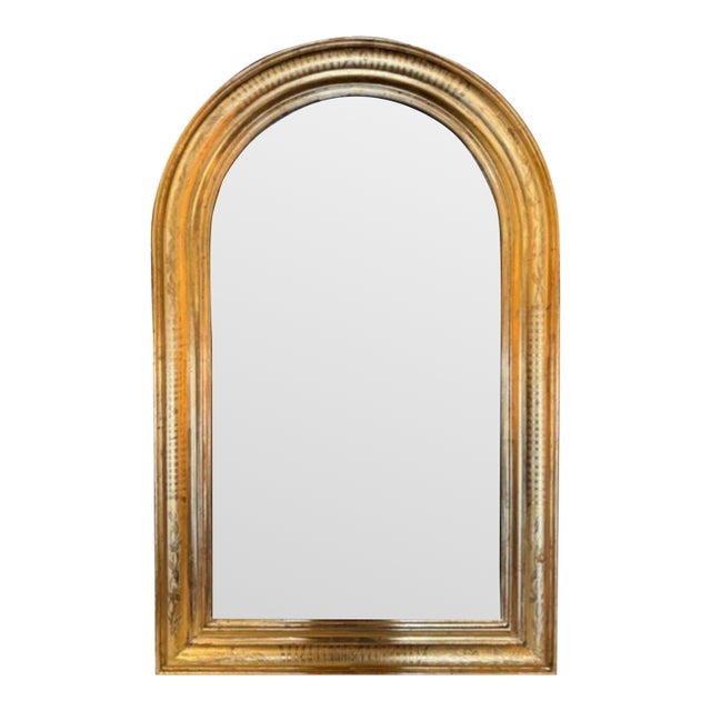 French Louis Philippe Gold Leaf Arched Mirror For Sale
