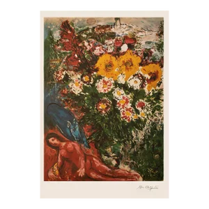XL 1999 After Chagall "The Worries", Limited Edition Numbered Poster, C. O. A.