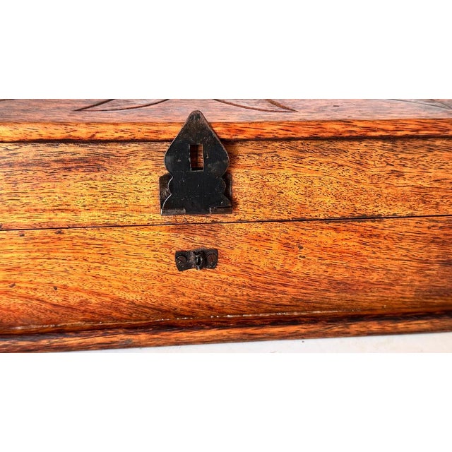 French Wooden Box with Geometric Floral Ceramic Inlay, 1950s For Sale - Image 9 of 15