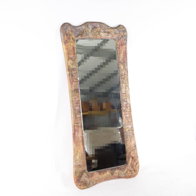 Brown Large Leather Mirror, 1970s For Sale - Image 8 of 16