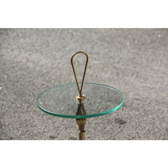 Roung Classic Gueridon Italian midcentury design glass brass gold, 1950s Measures: Feet diameter cm.22.