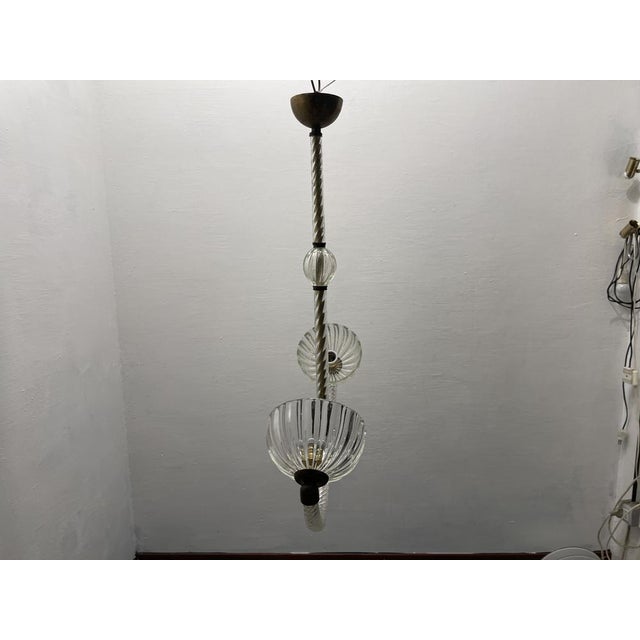 Art Deco Murano Glass Light Pendant by Ercole Barovier for Murano, 1940s For Sale - Image 11 of 18
