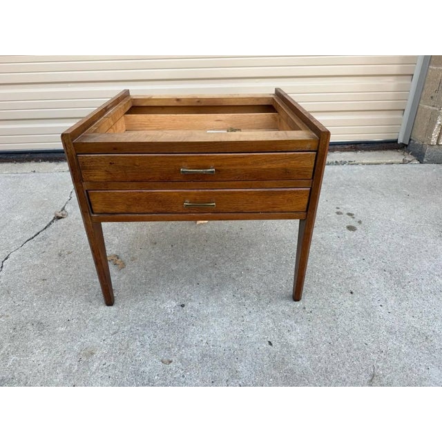 Mid Century Modern Walnut End Table With an Italian Travertine Top For Sale - Image 4 of 11
