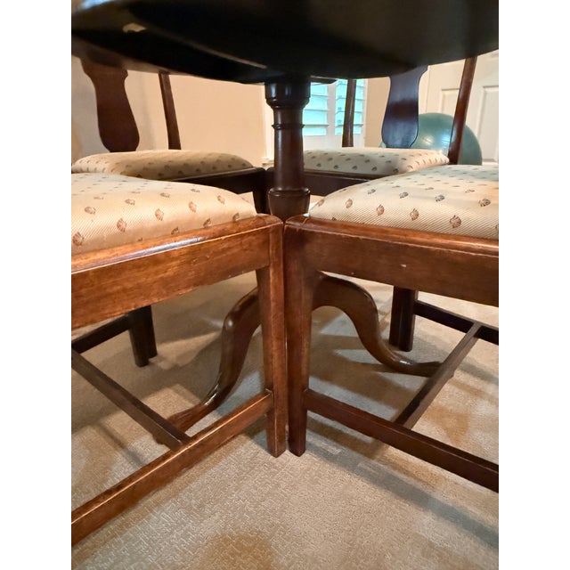 Brown Antique Game Table With 4 Chairs For Sale - Image 8 of 13