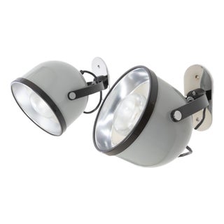 Grey Wall Lamps by Gae Aulenti and Livio Castiglioni for Stilnovo, 1970s, Set of 2 For Sale