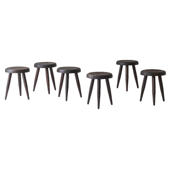 Stools in the style of Charlotte Perriand, France, 1960s, Set of 6 For Sale