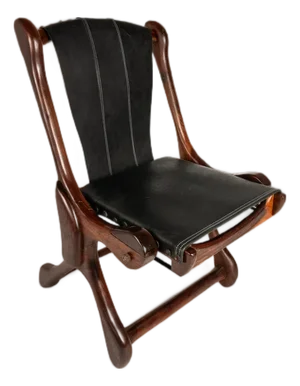 Rare Restored Mid-Century Modern "Sloucher" Sling Chair in Rosewood & Leather Attributed to Don S. Shoemaker for Señal Furniture, C. 1960s