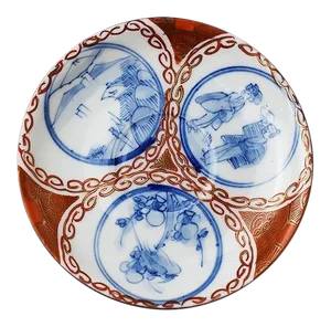 Antique Red Blue and Gold Geisha Motif Saucer Sichuan Province - Signed