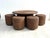 Brown Rattan and Woven Cane Coffee Table and Stools in the style of Audoux Minet, France, 1950s, Set of 5 For Sale - Image 8 of 9