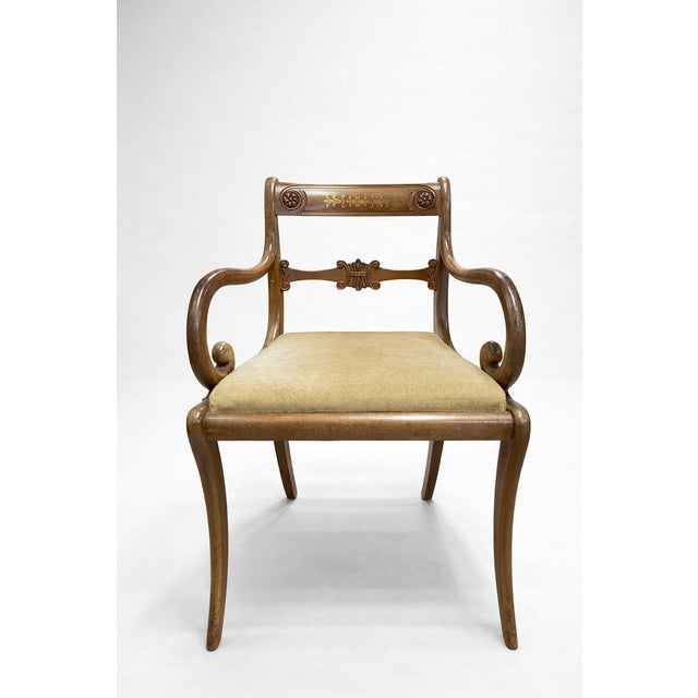 Superb pair of armchairs with brass inlays. Classic Regency style, handcrafted.