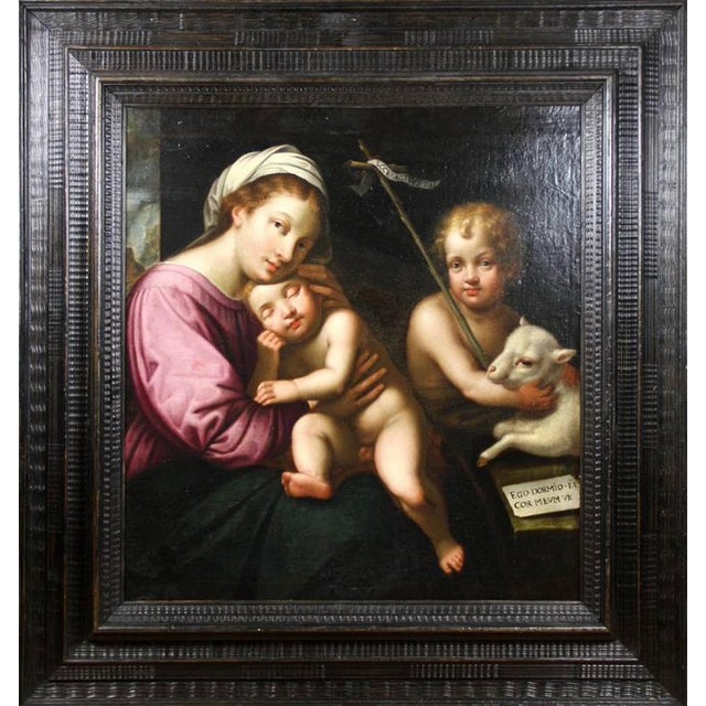 Simon Vouet (1590–1649), "The Virgin with the Sleeping Child and the Young John the Baptist" (with the sash reading...