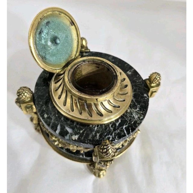 Antique French Gilded Ormolu Inkwell Stand, 1880 For Sale - Image 3 of 18