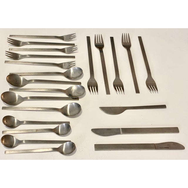 Vintage Peter Raacke "Mono A" Stainless Steel Flatware – 22-Piece Partial Service / Expansion Lot For Sale - Image 4 of 4