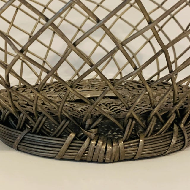 Vintage Silver Woven Basket For Sale In Houston - Image 6 of 10