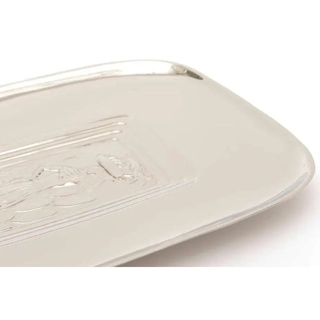 1940s Vintage Silver-Plate Tray Diego Rivera Style, Hallmarked, 1940's For Sale - Image 5 of 10