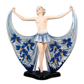 Art Deco Posing Revue Dancer attributed to Josef Lorenzl for Goldscheider, 1940 For Sale